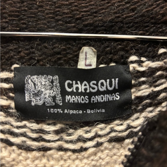 Chasqui Mano Andinas Alapaca Wool Hooded Zip-Up Sweater~ Large Men's/Women's - Picture 3 of 3